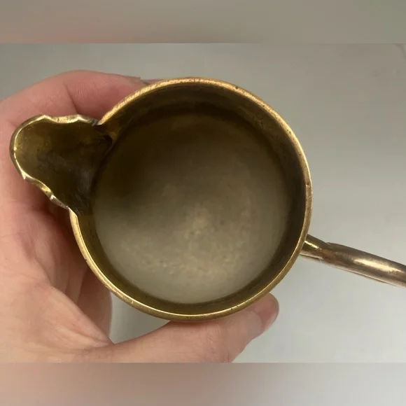 Vintage Brass  Pitcher with Embossed Clam Shell - Picture 7 of 8